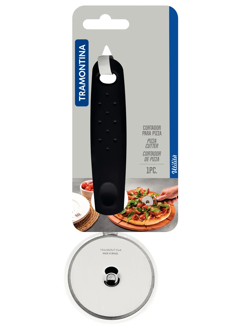 Tramontina Since 1911,Made in Brazil- Utilita Pizza Cutter with Stainless Steel Blade and Black Polypropylene Handle